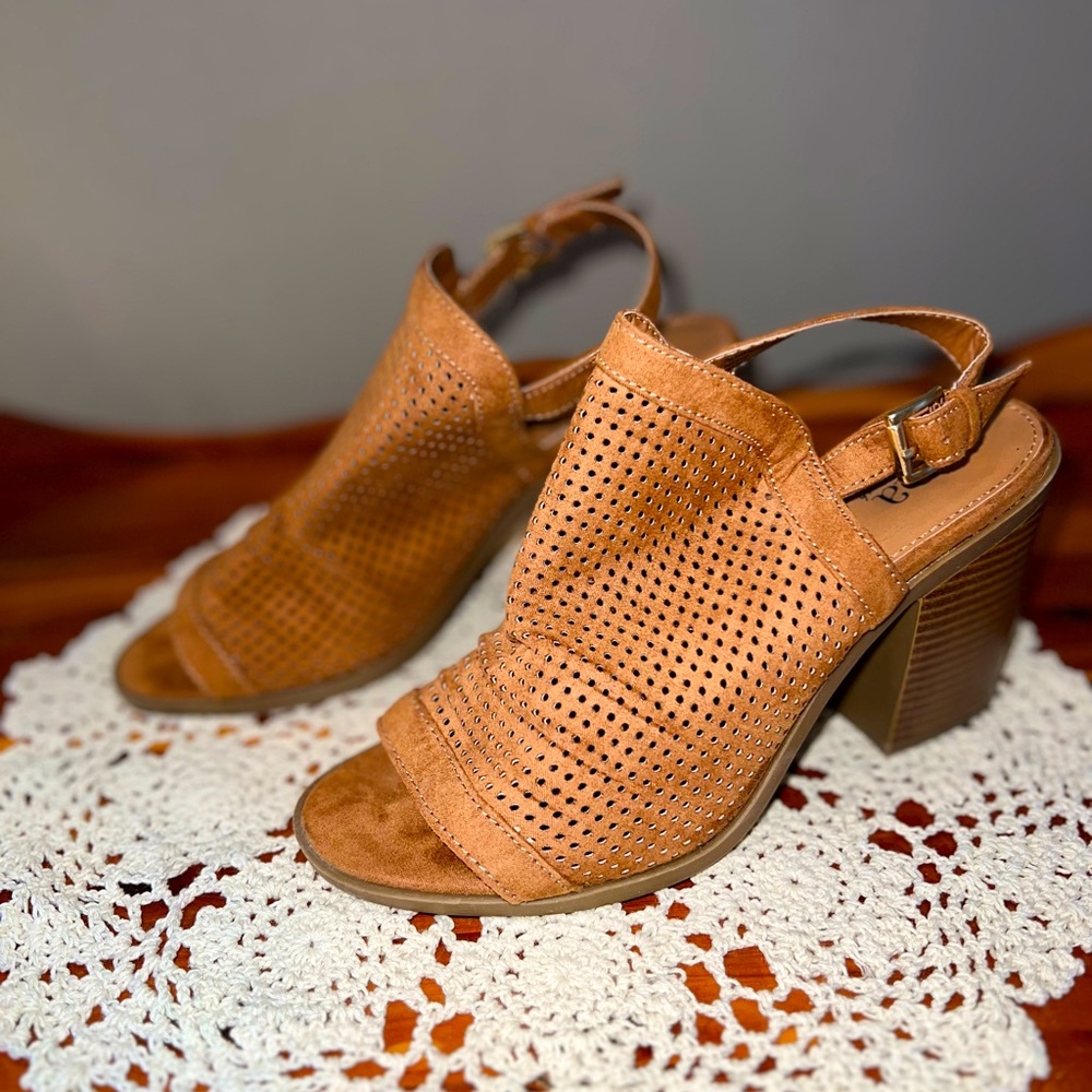 Suede Peep Toe Ankle Bootie